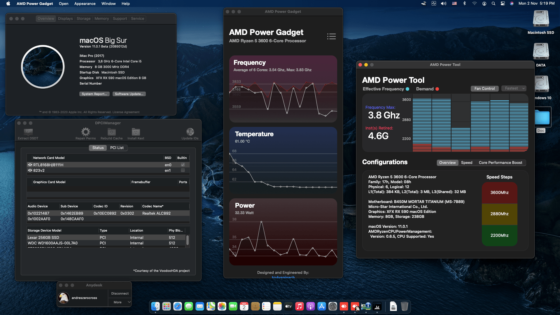 Success Hackintosh macOS Big Sur 11.0.1 Dev Beta 1 Build 20B5012d in MSI B450M Mortar Titanium + Ryzen 5 3600 + XFX RX 590